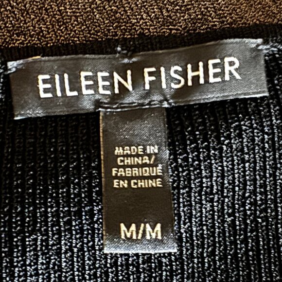 Like new Eileen Fisher Black & Metallic Asymetrical Tunic or Mini Dress Size Med - Picture 6 of 10